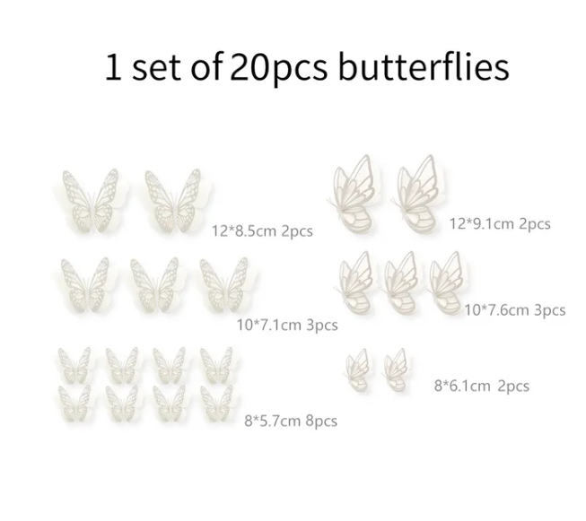 Double Layer 3D Butterfly Wall Stickers: Set of 20