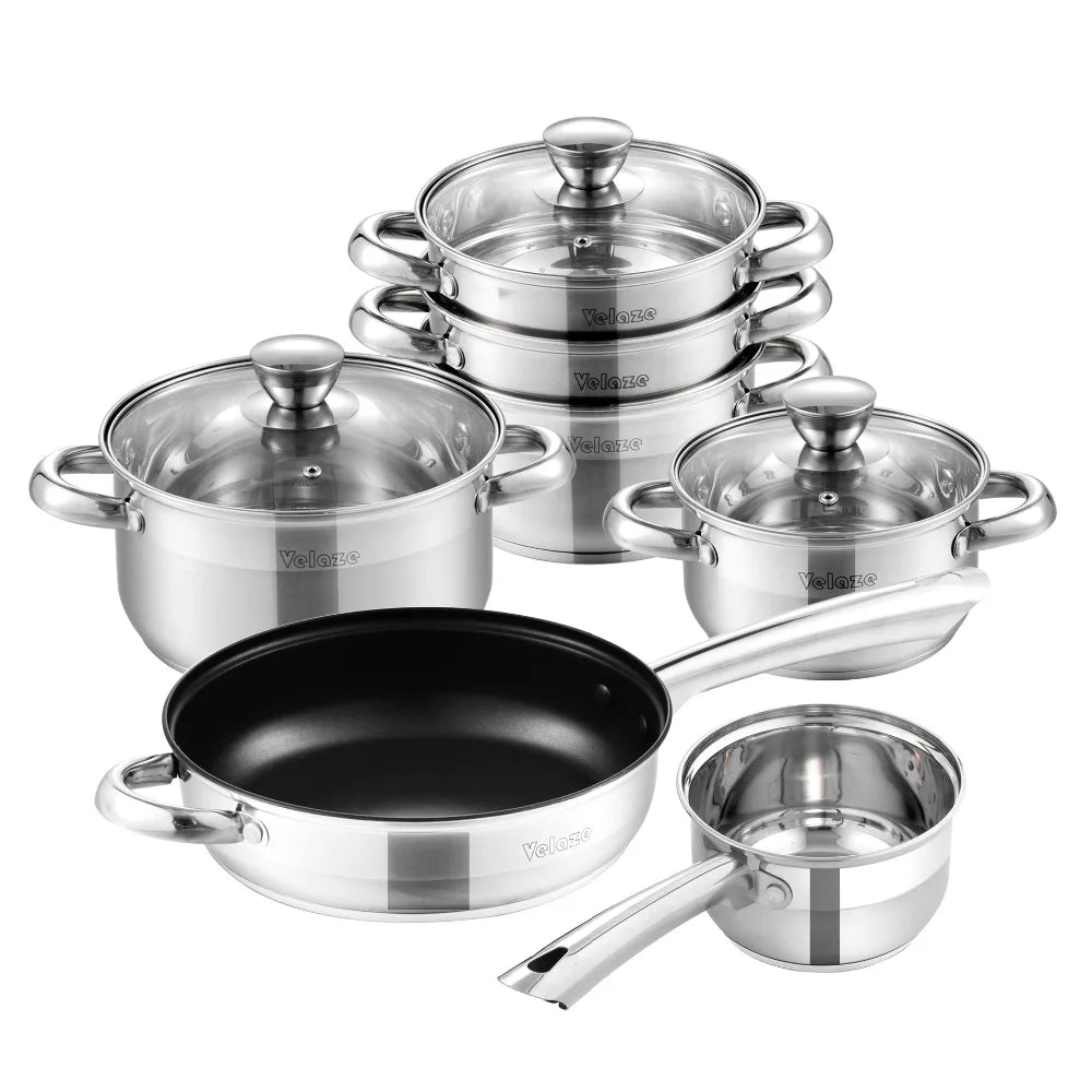Velaze Kitchen Cookware Set Stainless Steel 10-Piece