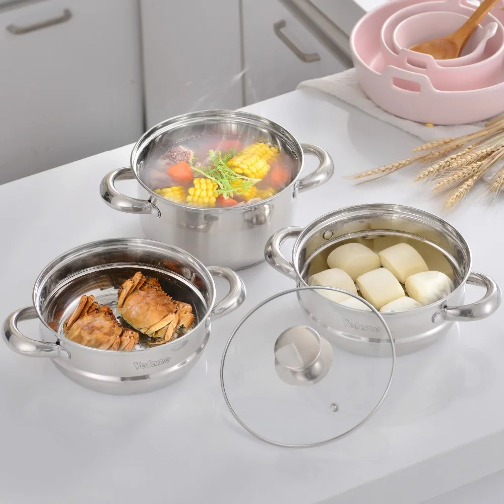 Velaze Kitchen Cookware Set Stainless Steel 10-Piece