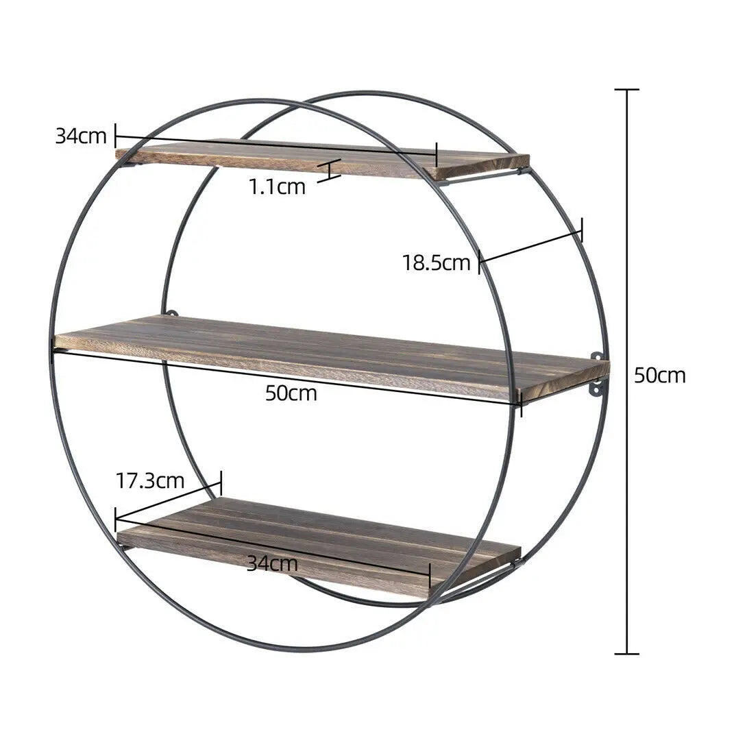 3 Tier Floating Rustic Industrial Shelves