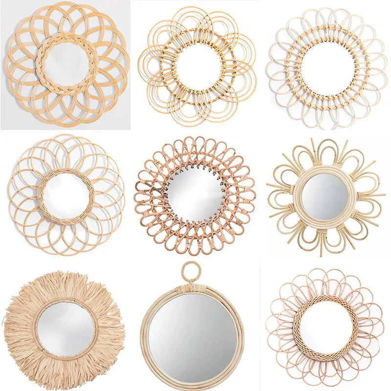 Boho Rattan Wall Mirror