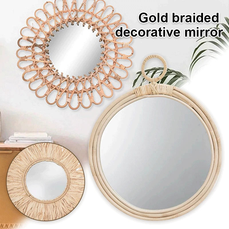 Boho Rattan Wall Mirror