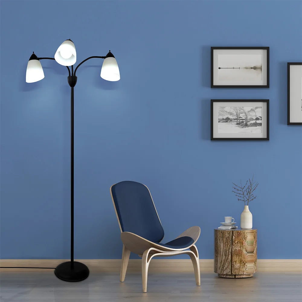 Adjustable Black Floor Lamp with 3 Heads