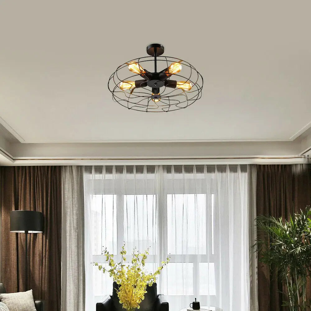 Iron Cage Chandelier Industrial Hanging Lamp Pendant
