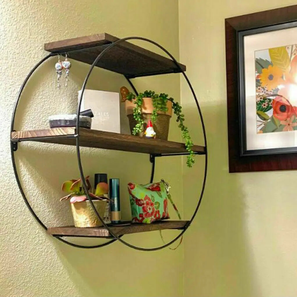 3 Tier Floating Rustic Industrial Shelves
