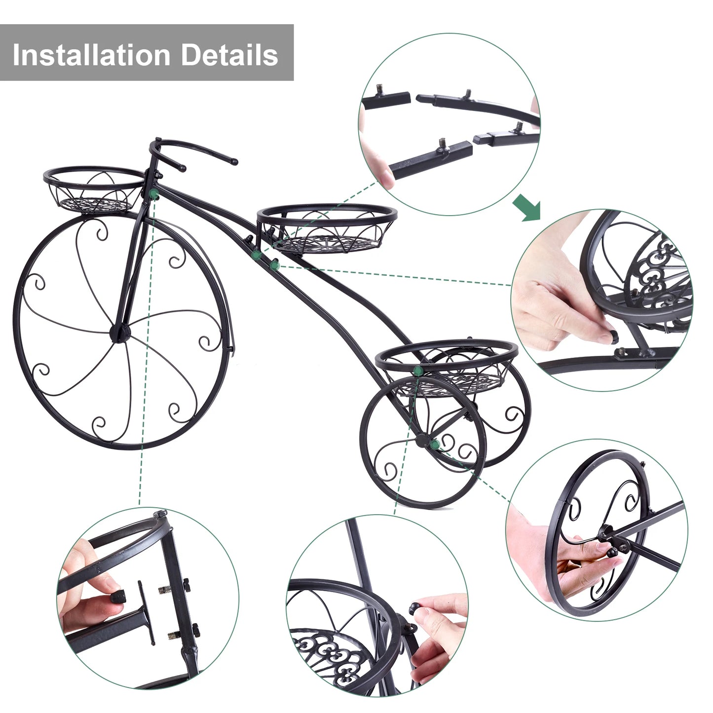 Decorative Tricycle Plant Stand for Gardens & Patios