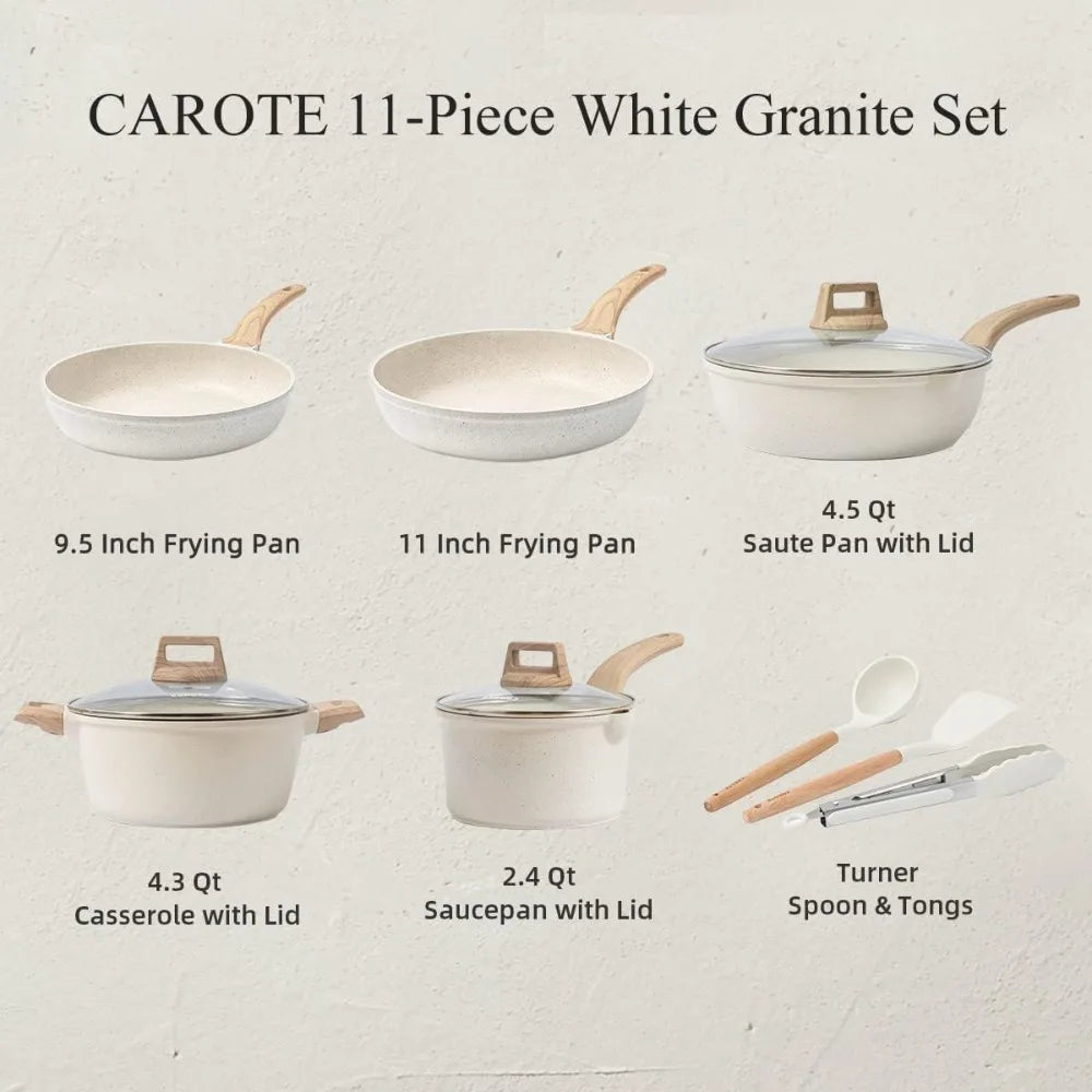 Nonstick Cookware Set | 11-Piece Granite Induction Cooking Kit