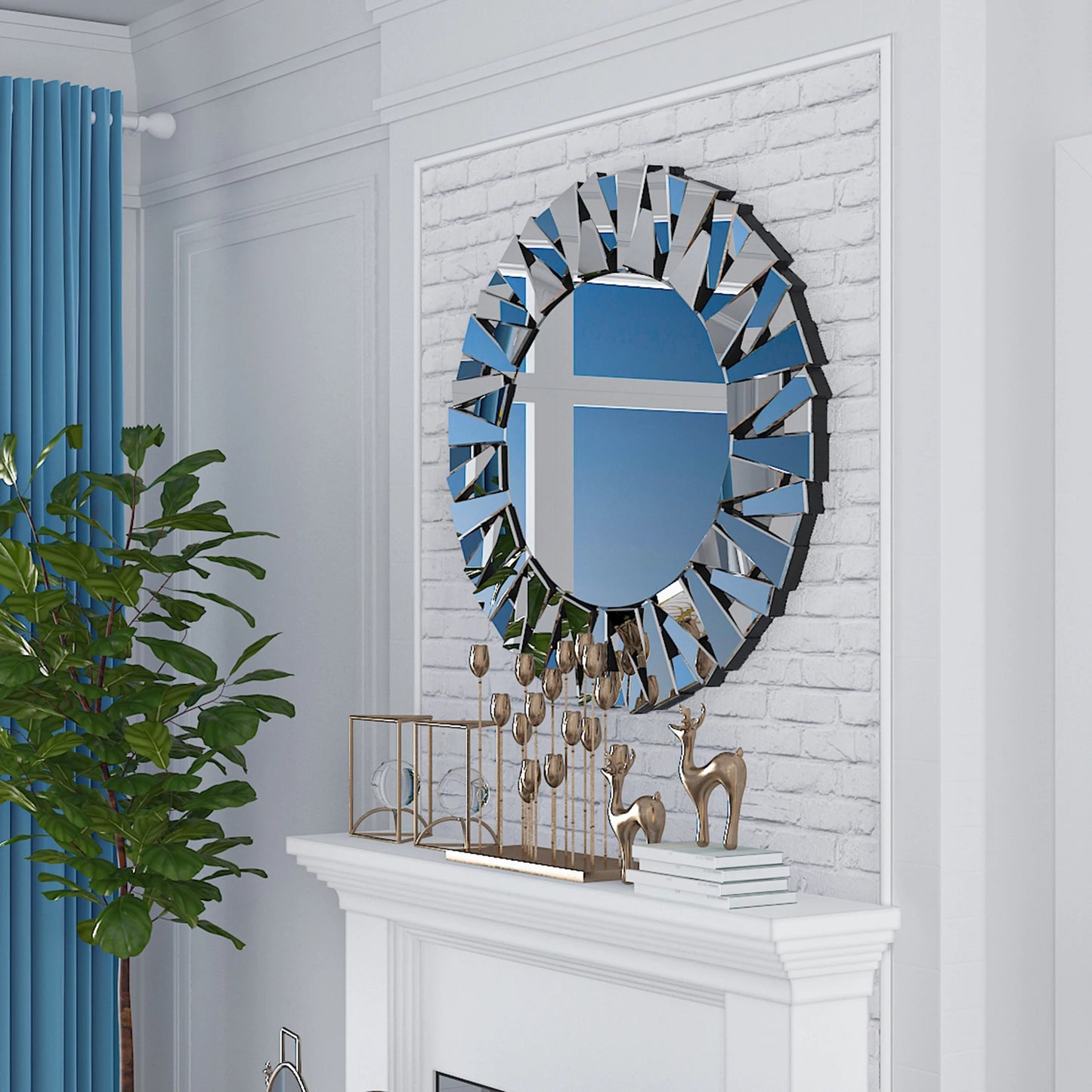 32 Decorative Round Sunburst Wall Mirror