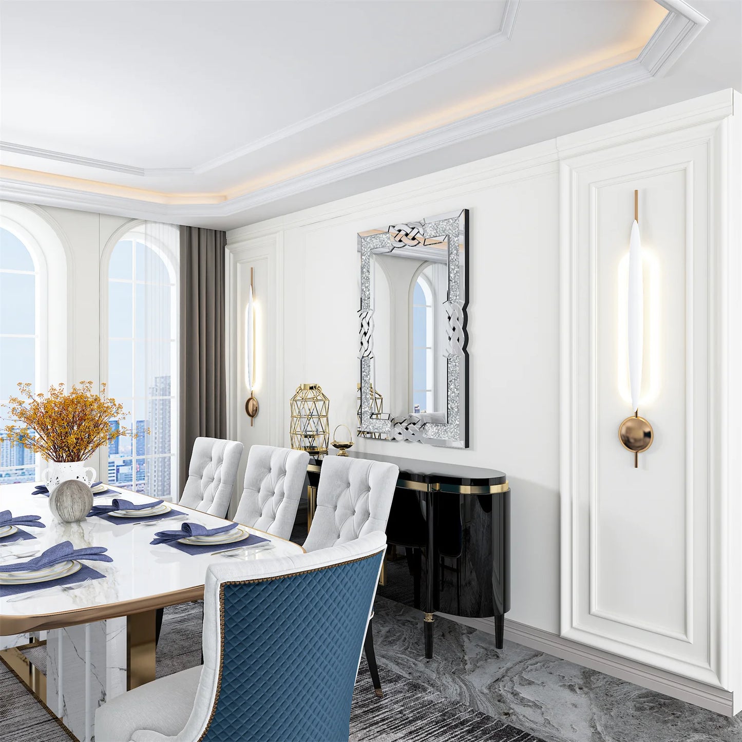 Sparkling Silver Wall Mirror for Decoration.