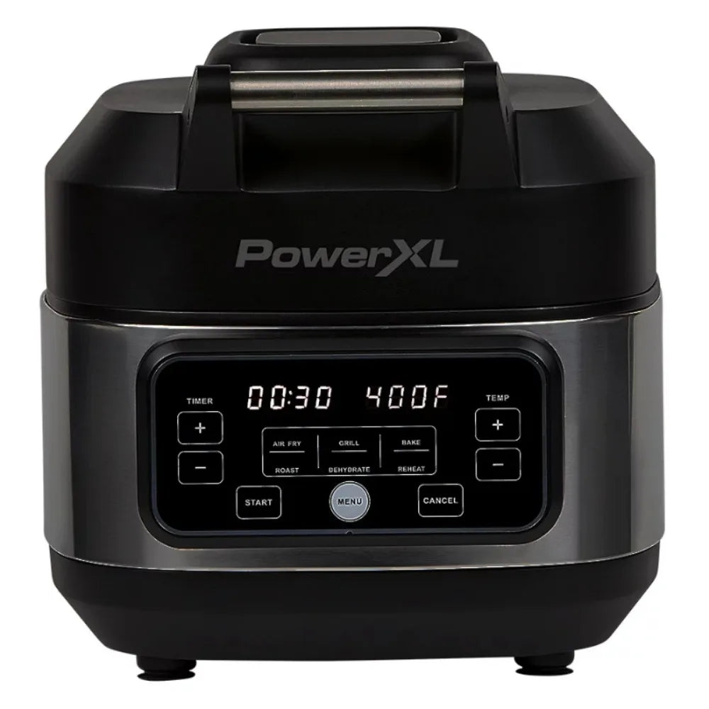 5.5 Quart Black Air Fryer Grill: Stainless Steel Surface