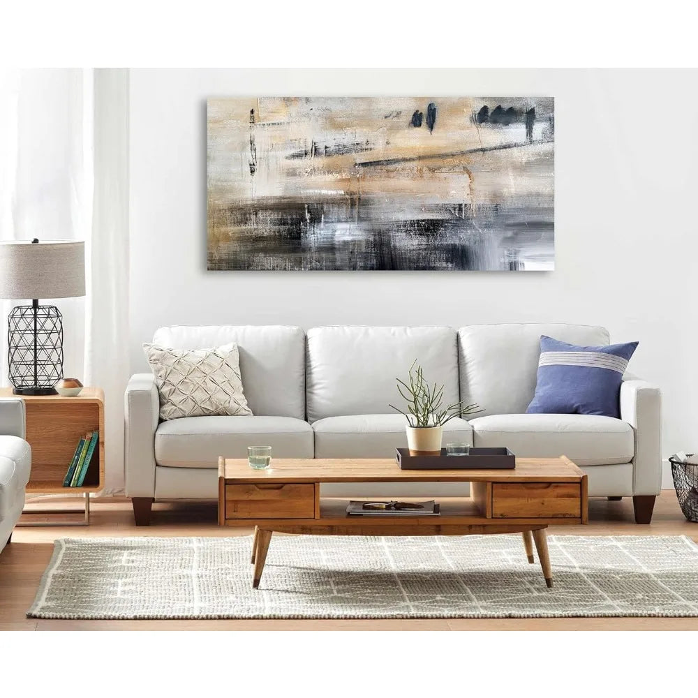 Grey and Black Abstract Canvas Wall Art