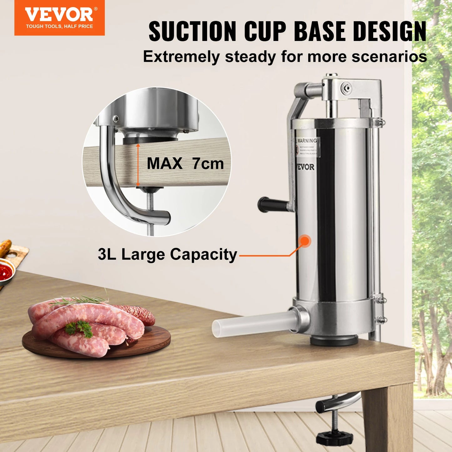Vertical Sausage Stuffer with 3 Tubes