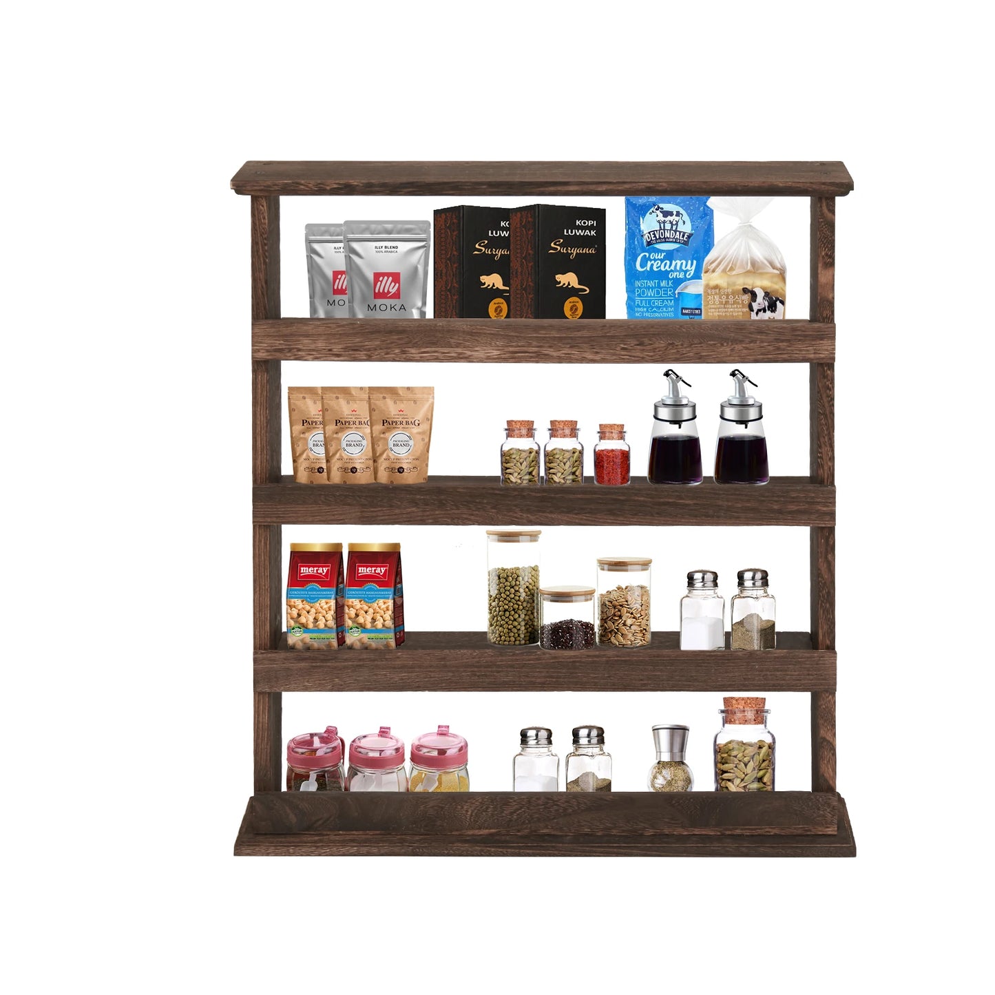 Wooden Spice Organizer: Wall or Countertop Mount