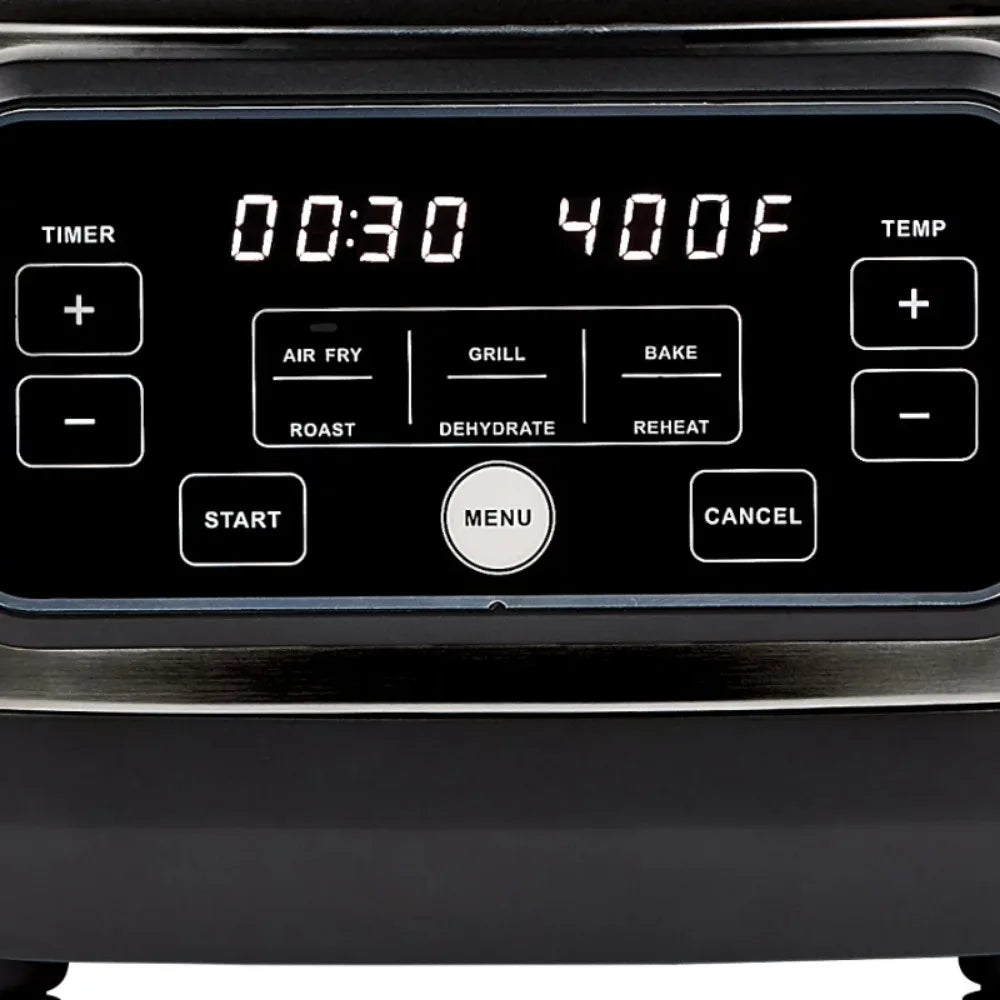 5.5 Quart Black Air Fryer Grill: Stainless Steel Surface