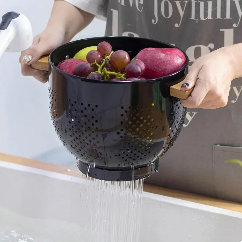 Colanders with Wood Handle - Kitchen Essential Metal Strainers & Colanders