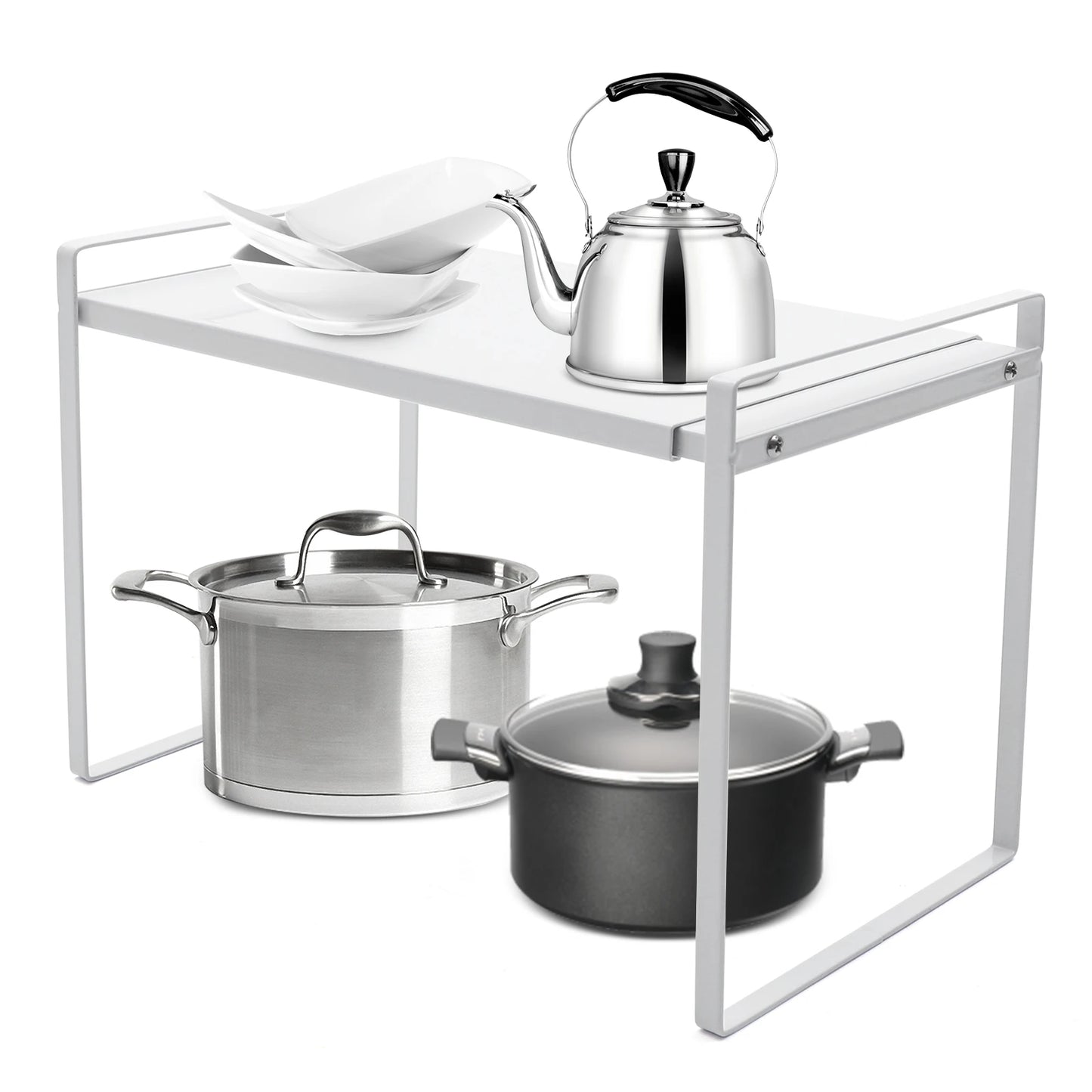 Adjustable Kitchen Storage Racks for Organizing Dishes and Condiments