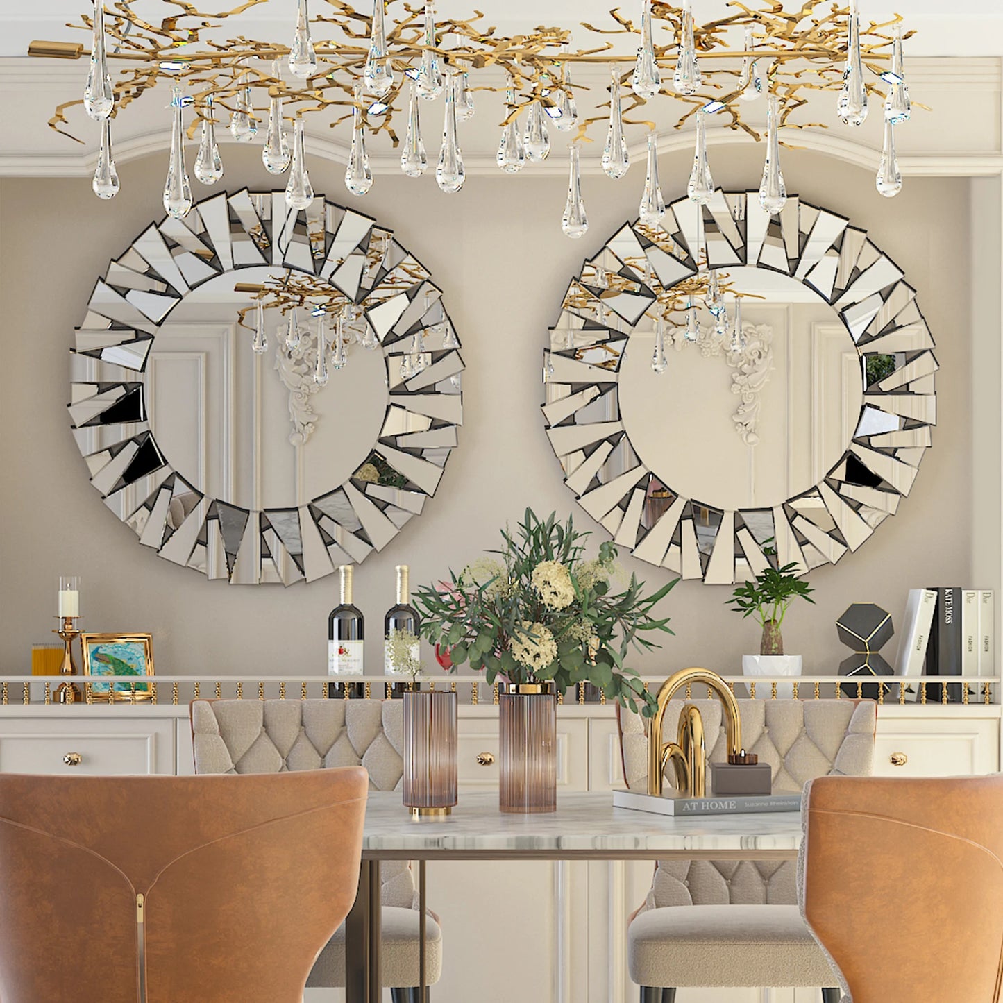 32 Decorative Round Sunburst Wall Mirror