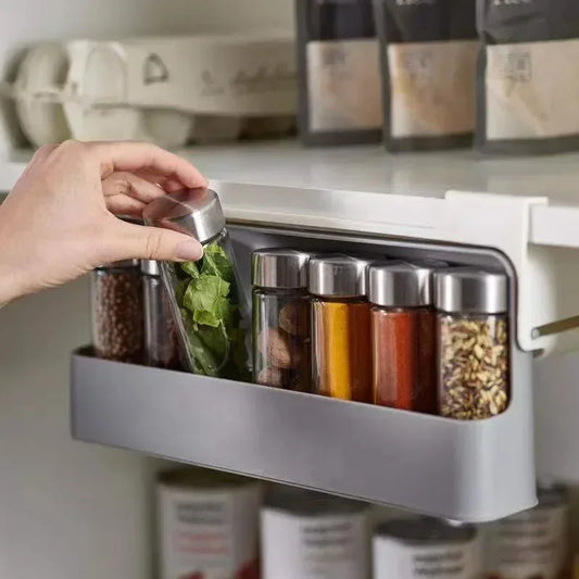 Wall-Mounted Self-Adhesive Spice Organizer Rack