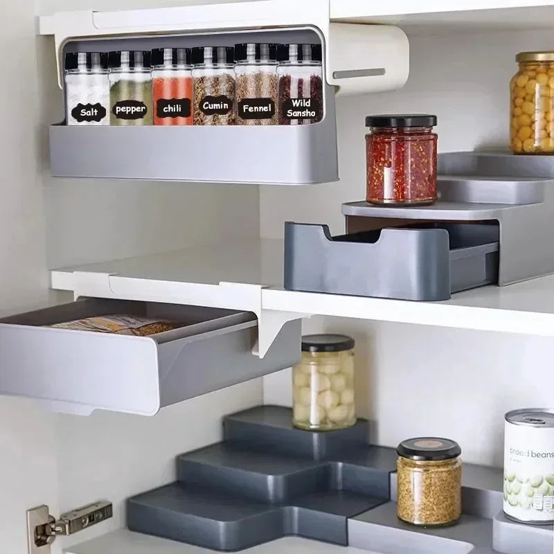 Wall-Mounted Self-Adhesive Spice Organizer Rack