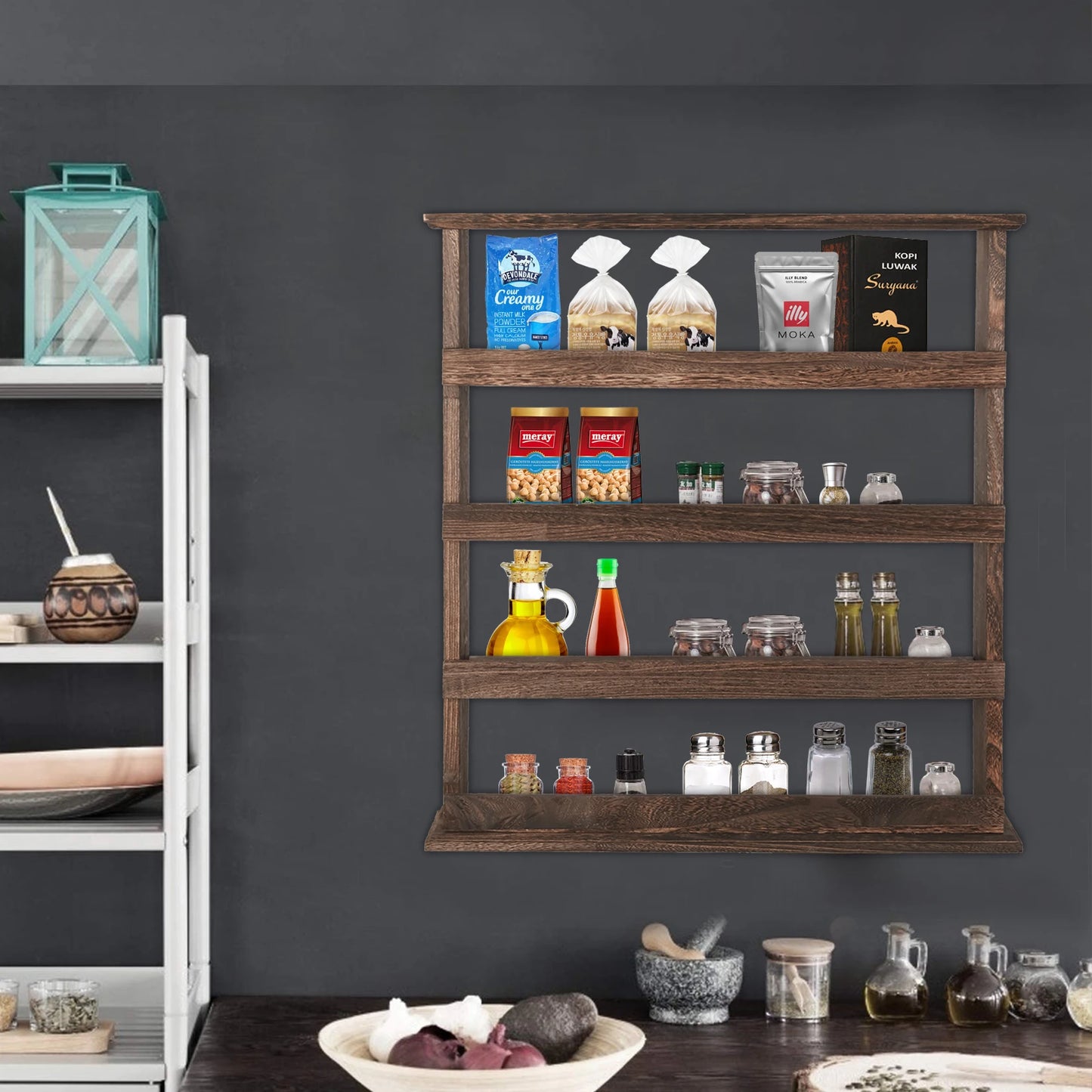 Wooden Spice Organizer: Wall or Countertop Mount