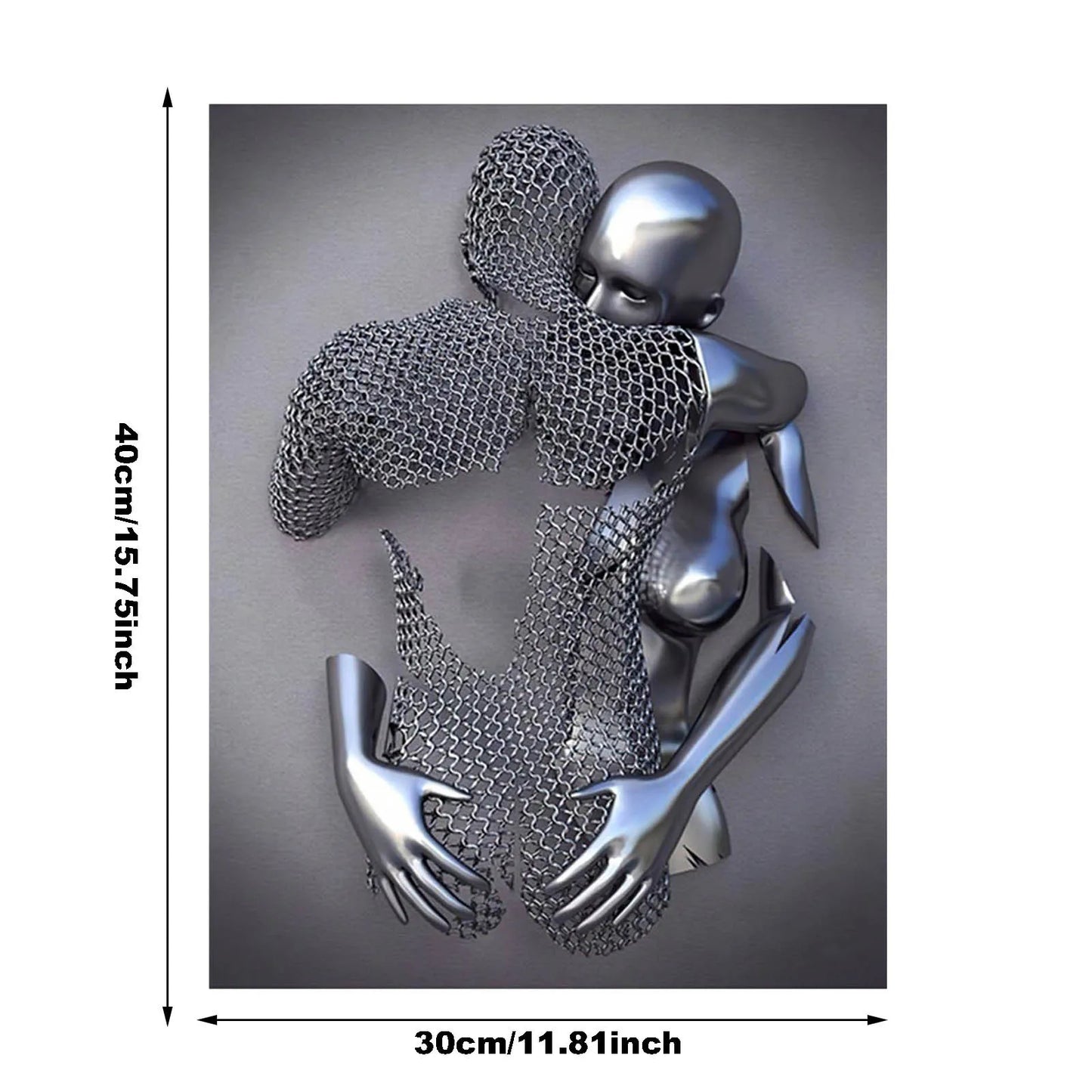 3D Metal Sculpture Effect Painting Bedroom Wall Decor -Abstract Lovers Picture Prints