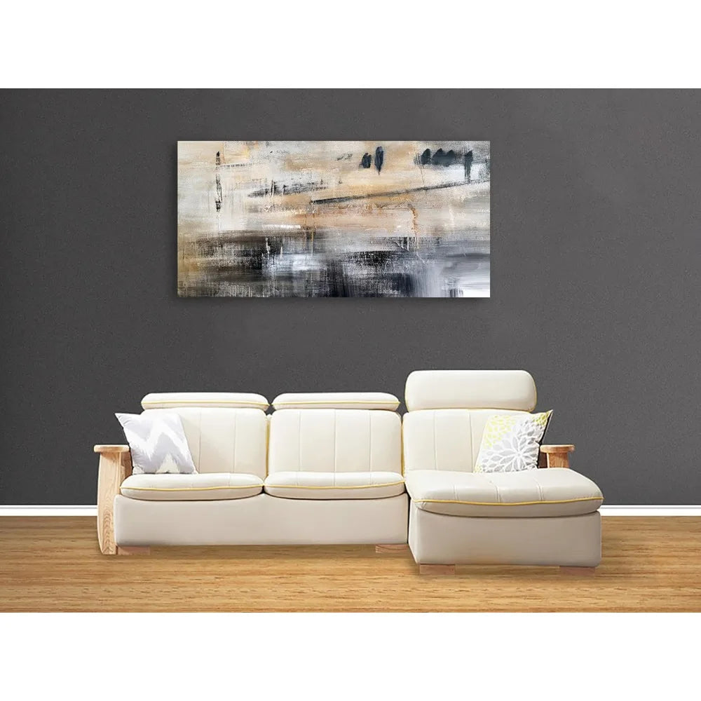 Grey and Black Abstract Canvas Wall Art