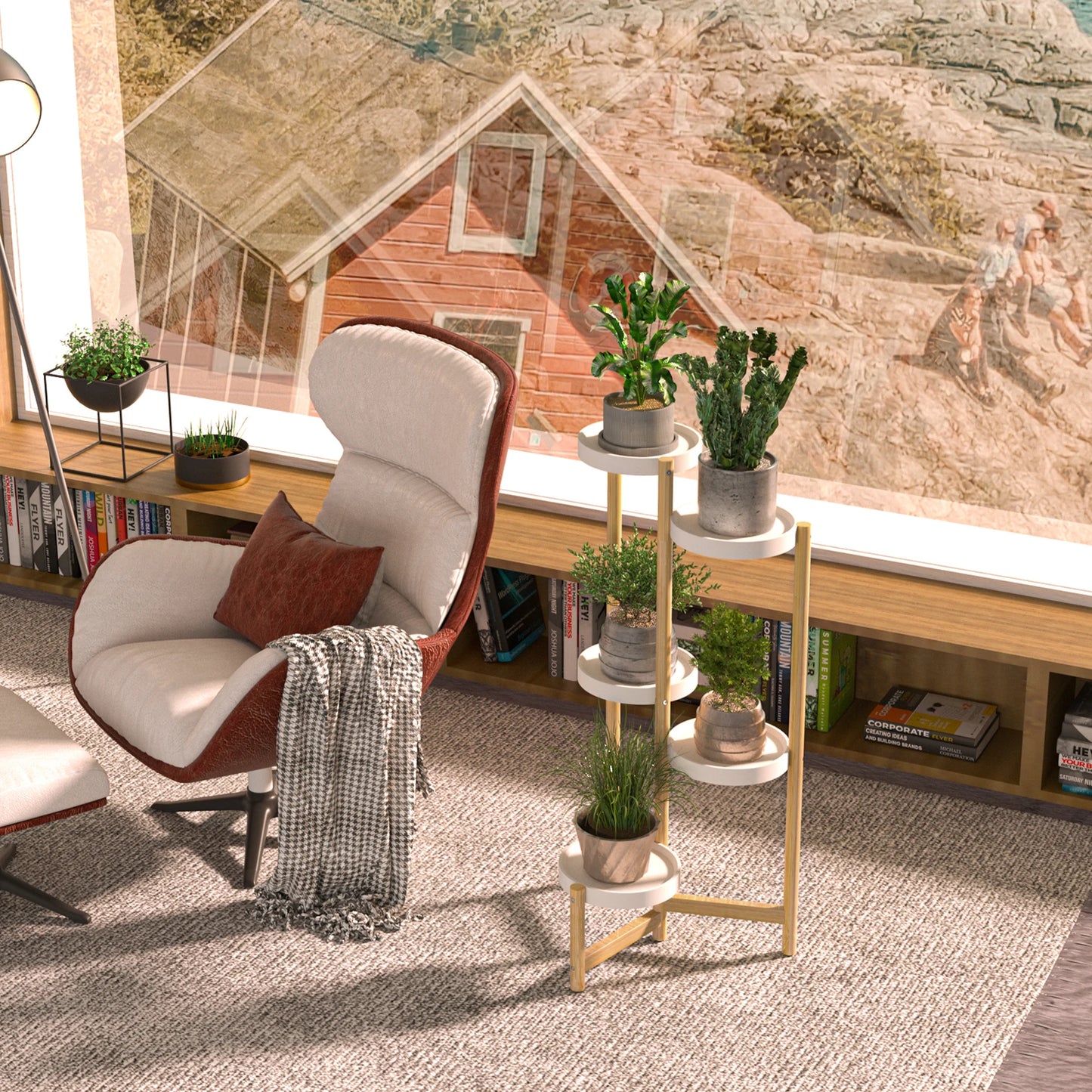 5 Tier Bamboo Plant Stand - Indoor/Outdoor