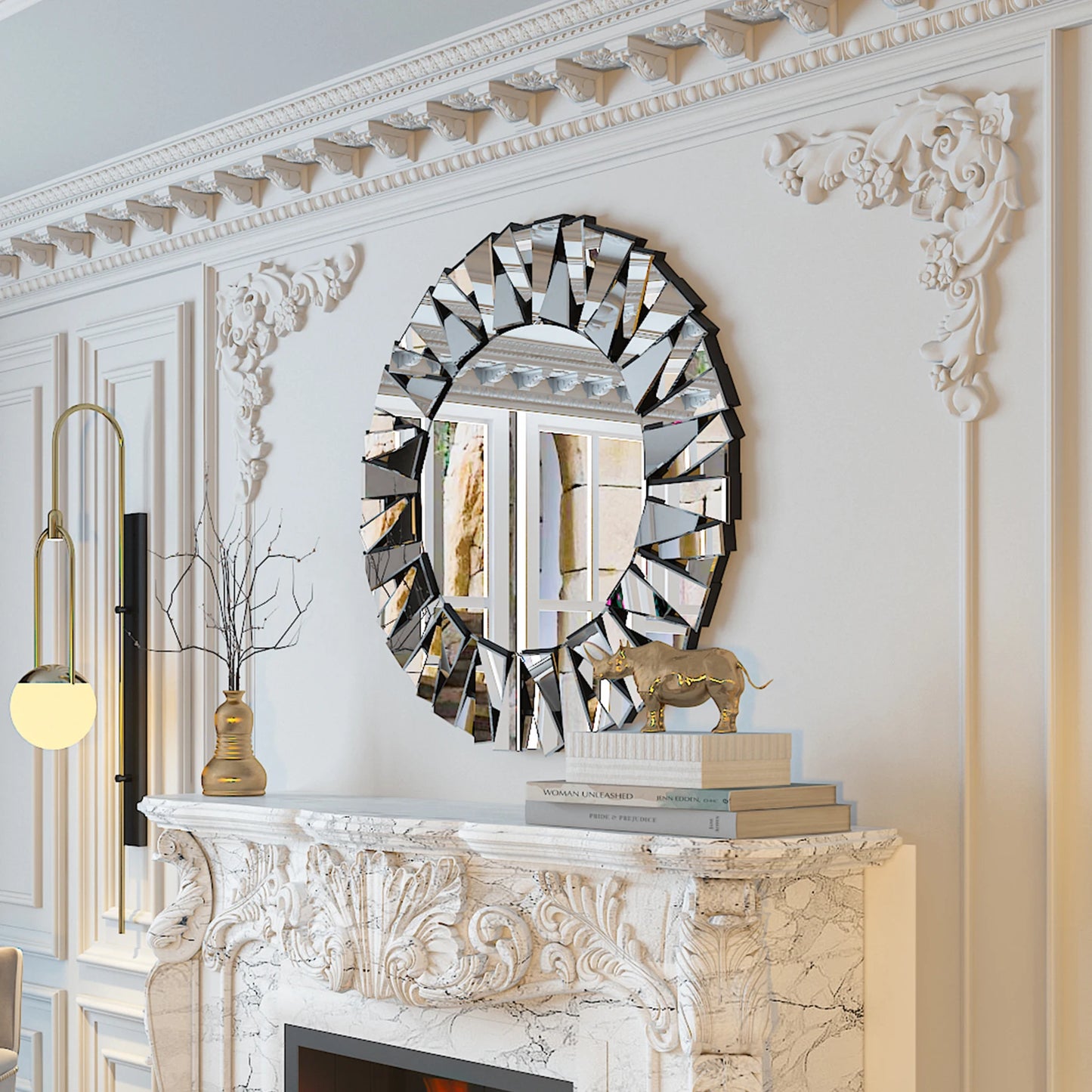 32 Decorative Round Sunburst Wall Mirror