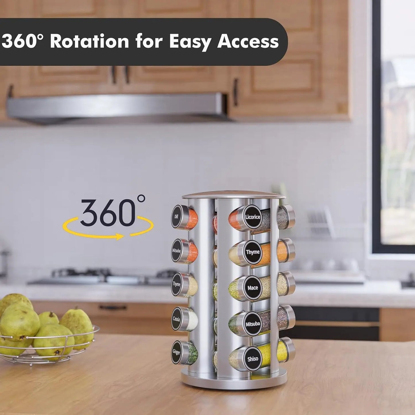20-Jar Revolving Spice Rack Organizer