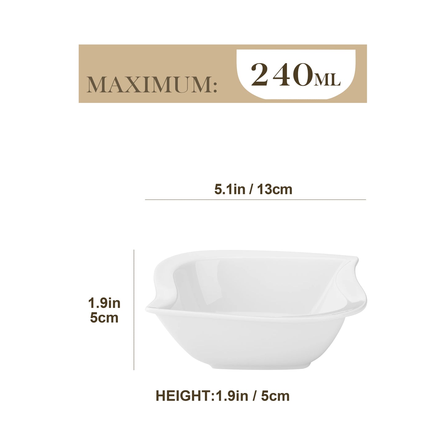 6-Piece White Porcelain Ceramic Cereal Bowls