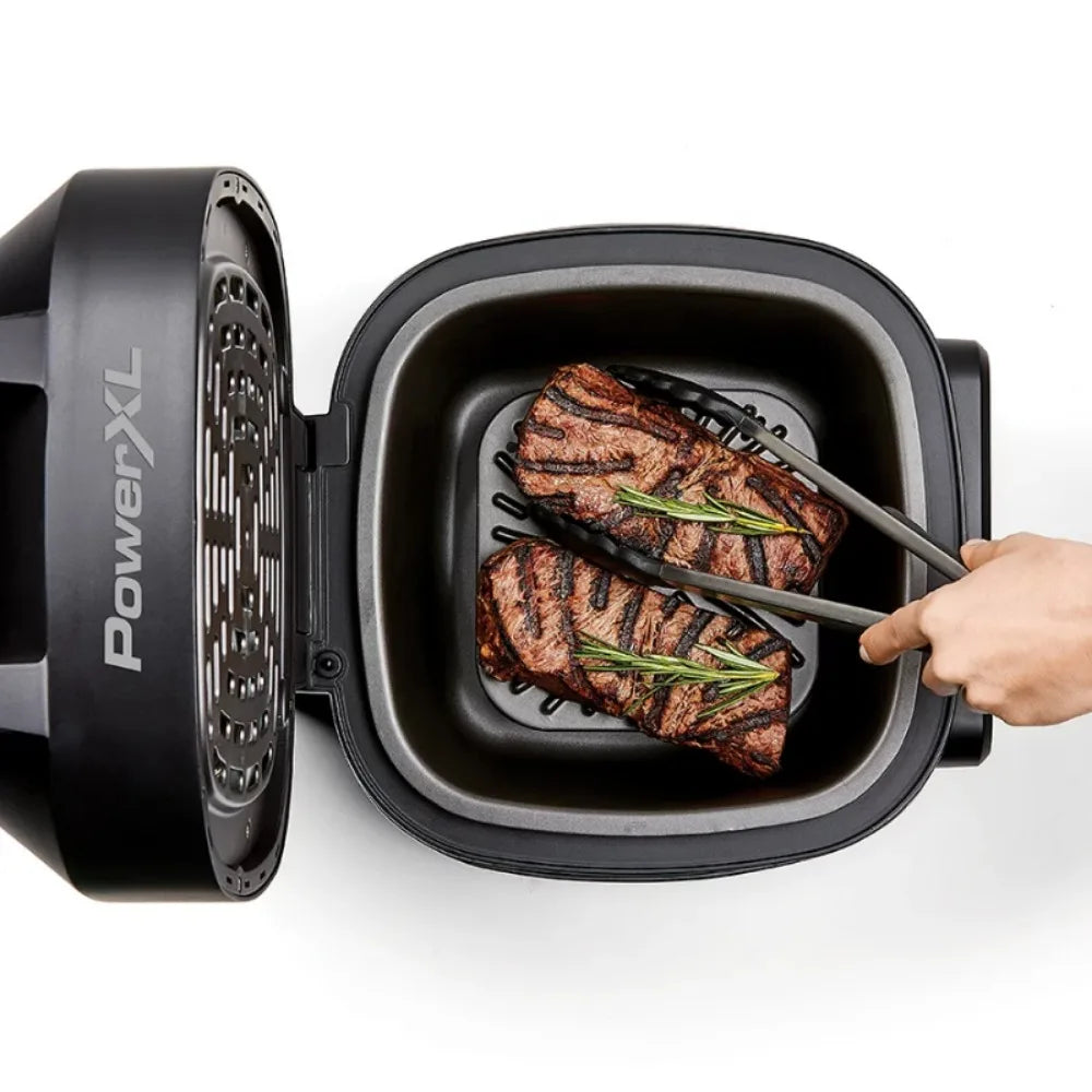 5.5 Quart Black Air Fryer Grill: Stainless Steel Surface