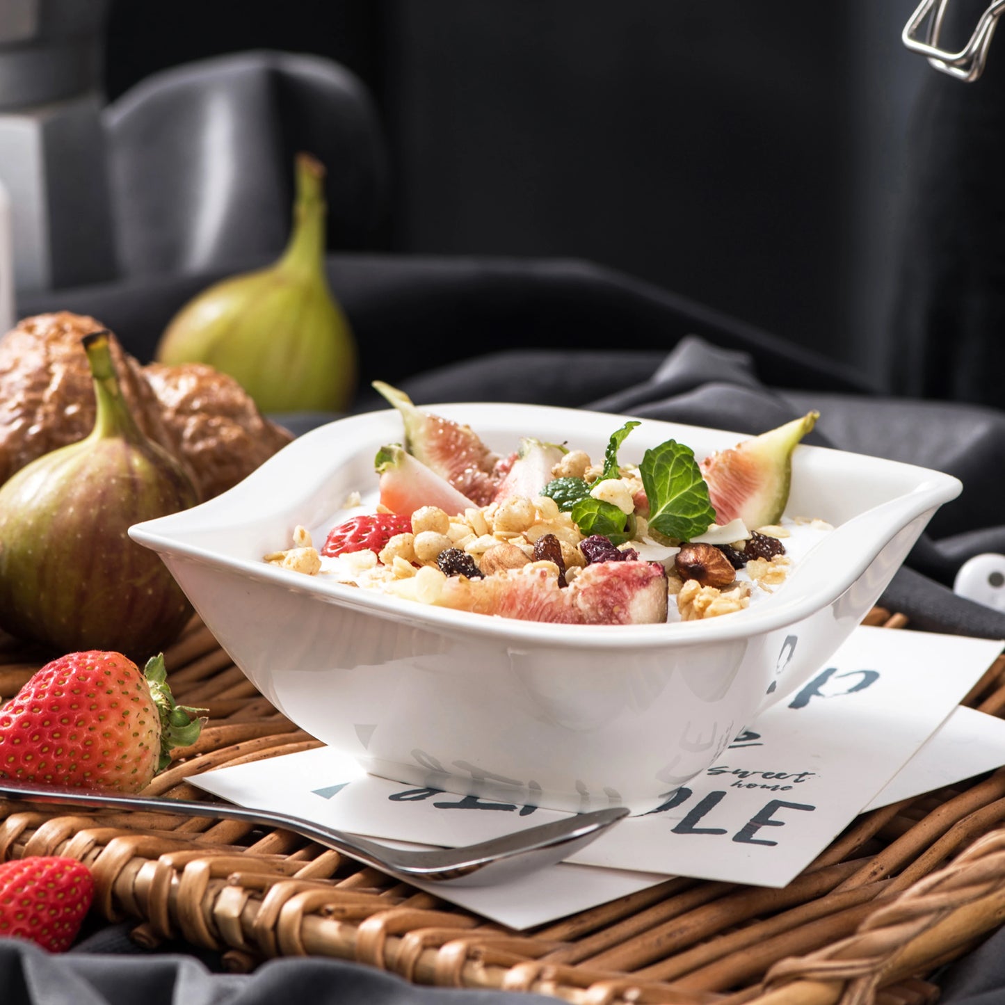 6-Piece White Porcelain Ceramic Cereal Bowls