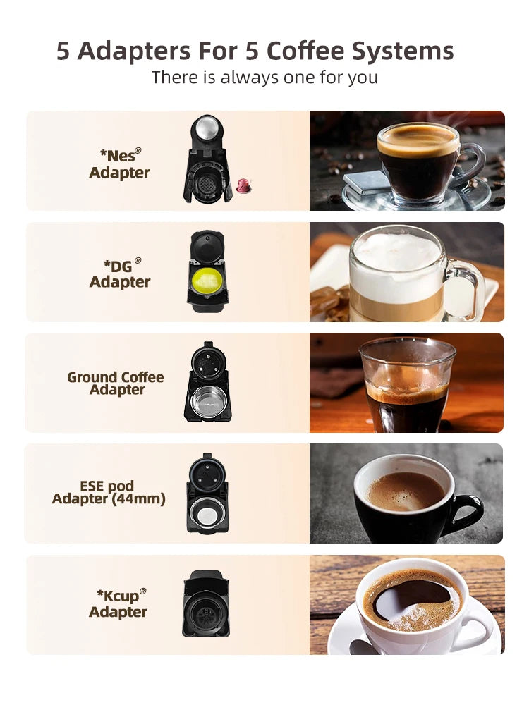 5-in-1 Coffee Machine: Hot/Cold, Capsule & Ground