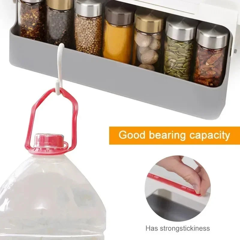 Wall-Mounted Self-Adhesive Spice Organizer Rack