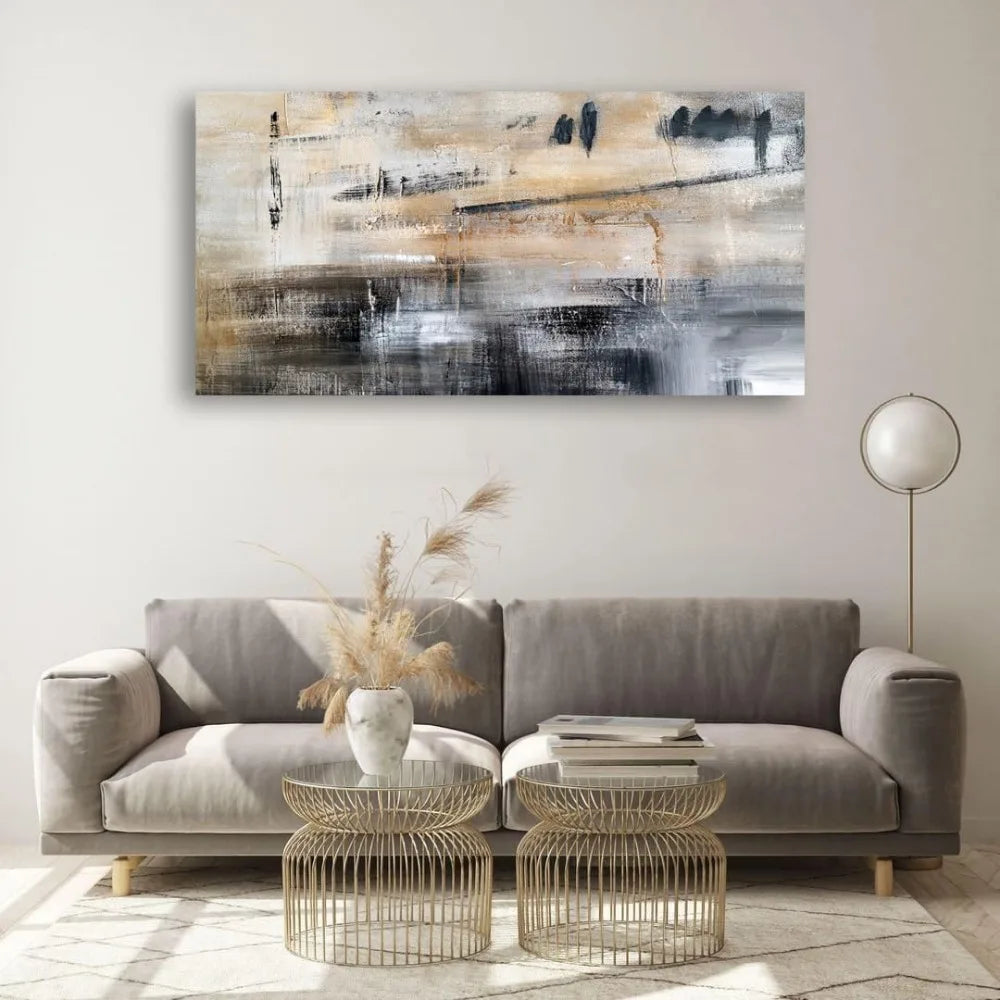 Grey and Black Abstract Canvas Wall Art