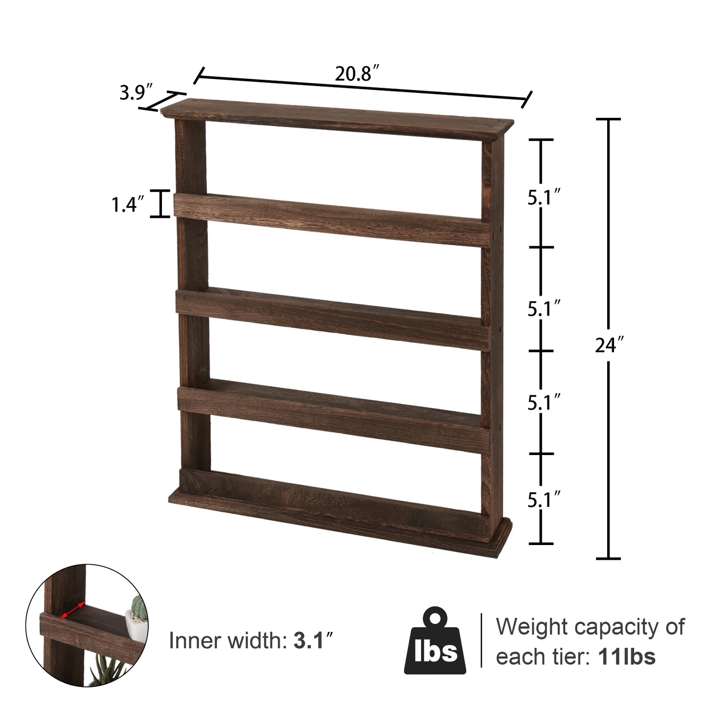 Wooden Spice Organizer: Wall or Countertop Mount