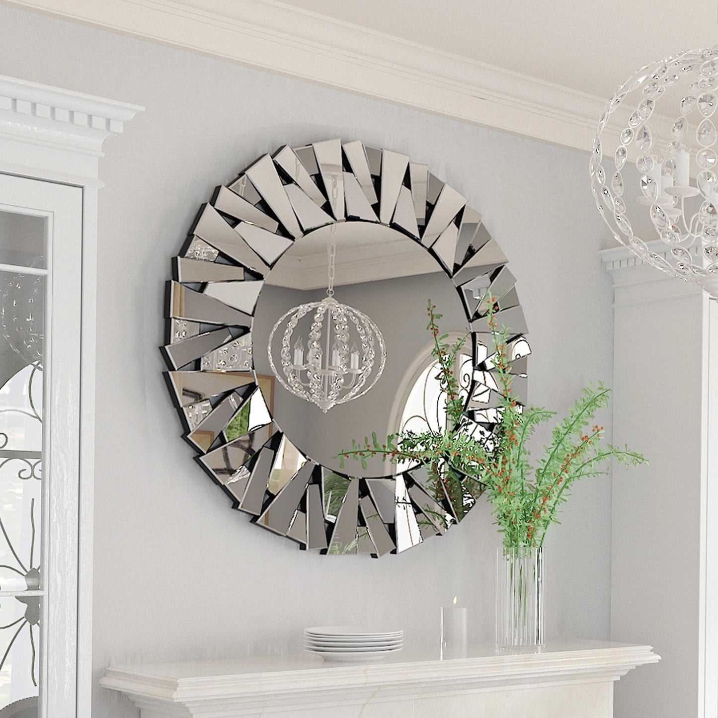 32 Decorative Round Sunburst Wall Mirror