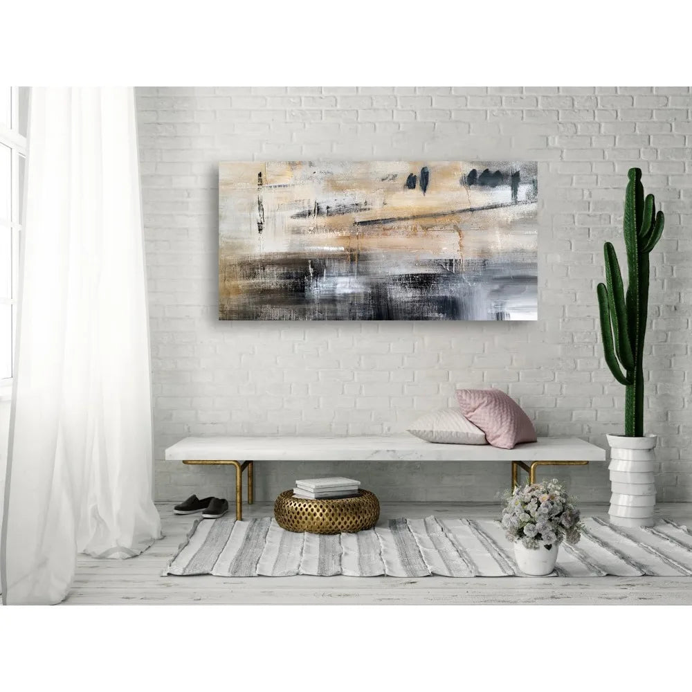 Grey and Black Abstract Canvas Wall Art