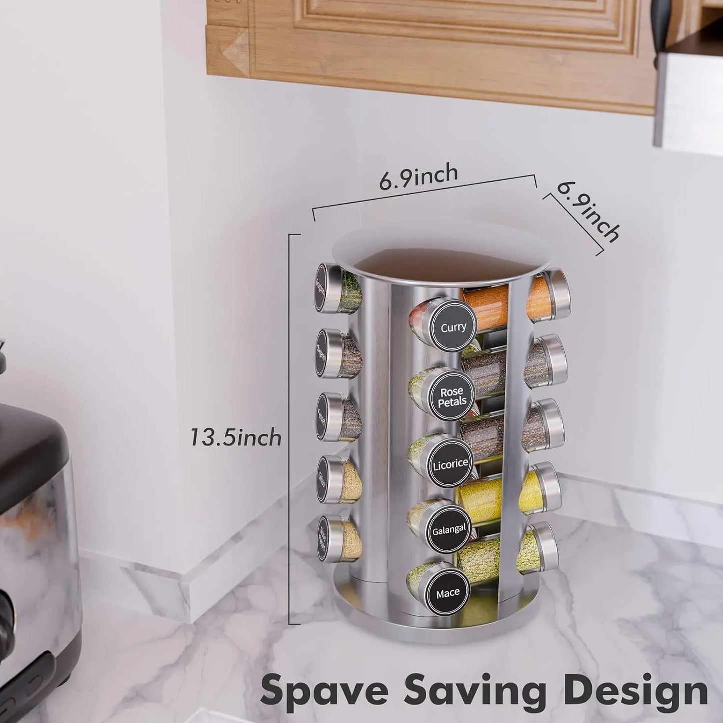 20-Jar Revolving Spice Rack Organizer