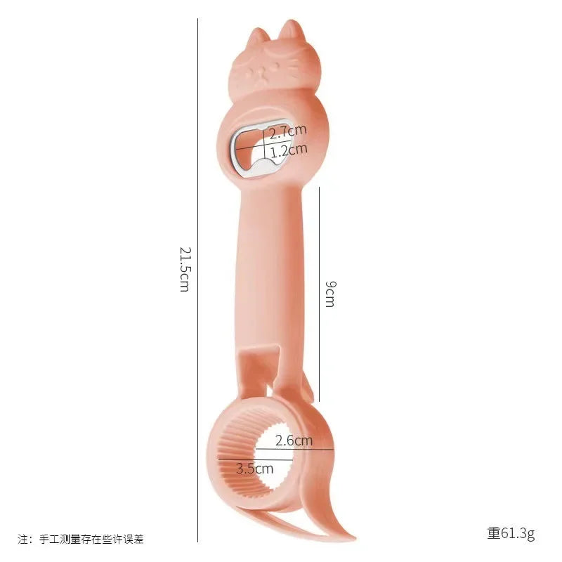 Pink Cartoon Beer Bottle Opener: 4-in-1 Stainless Steel Bar and Kitchen Tool