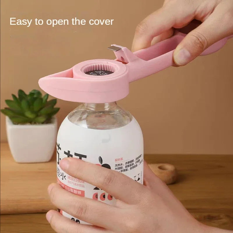 Pink Cartoon Beer Bottle Opener: 4-in-1 Stainless Steel Bar and Kitchen Tool