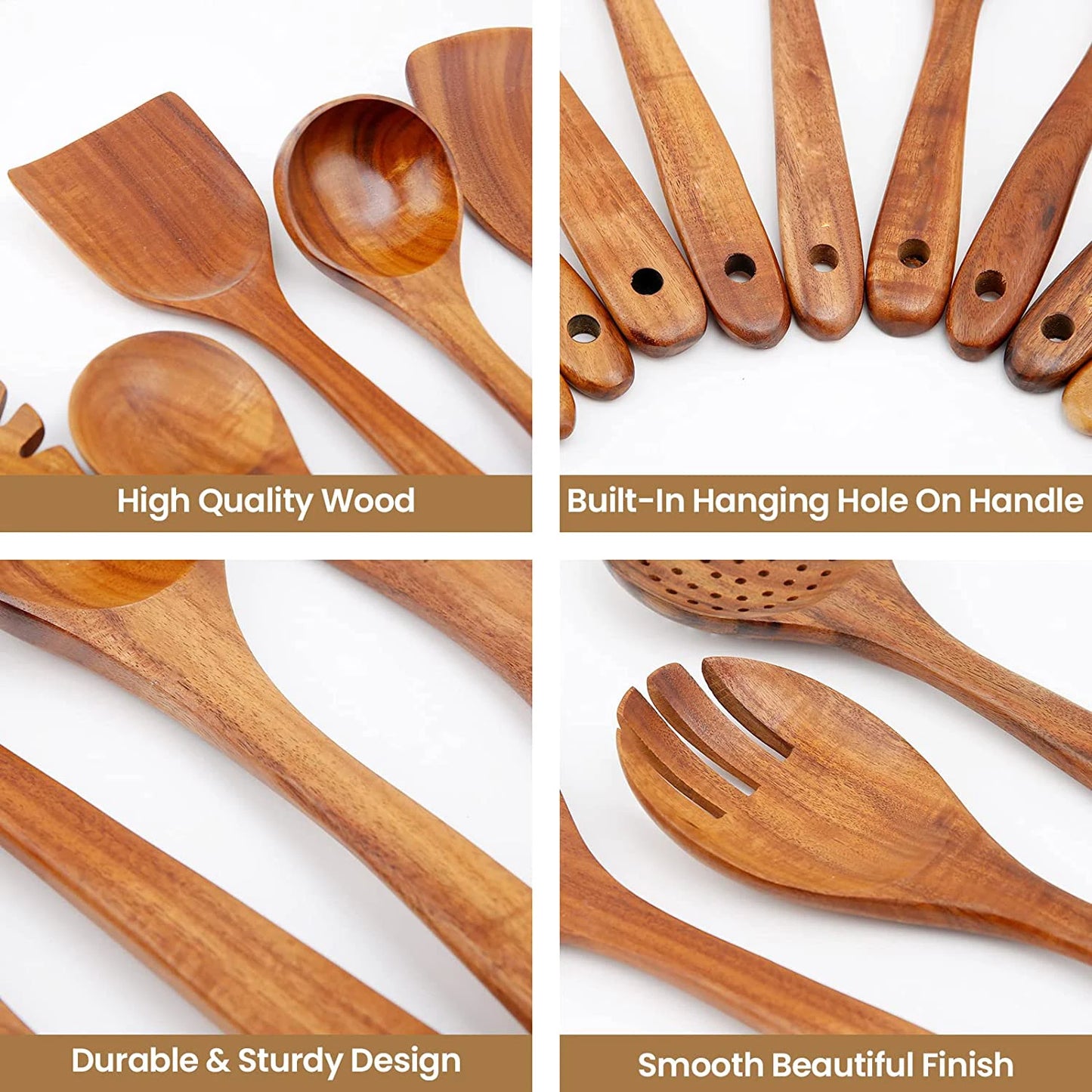 Wooden Kitchen Utensil Set for Cooking