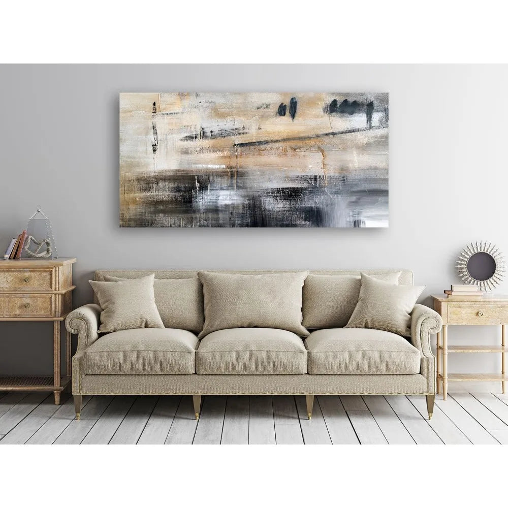Grey and Black Abstract Canvas Wall Art