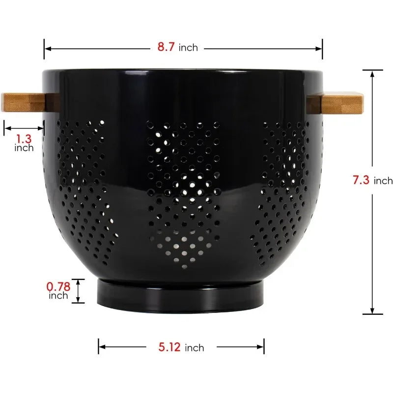 Colanders with Wood Handle - Kitchen Essential Metal Strainers & Colanders