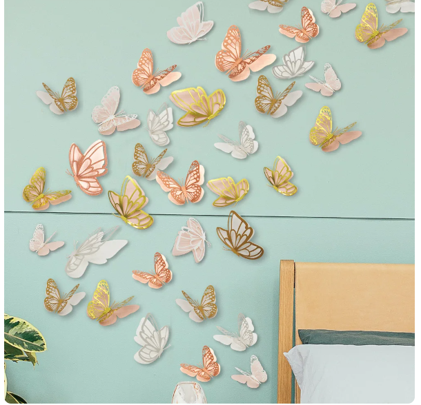 Double Layer 3D Butterfly Wall Stickers: Set of 20