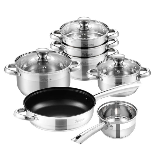 Velaze Kitchen Cookware Set Stainless Steel 10-Piece