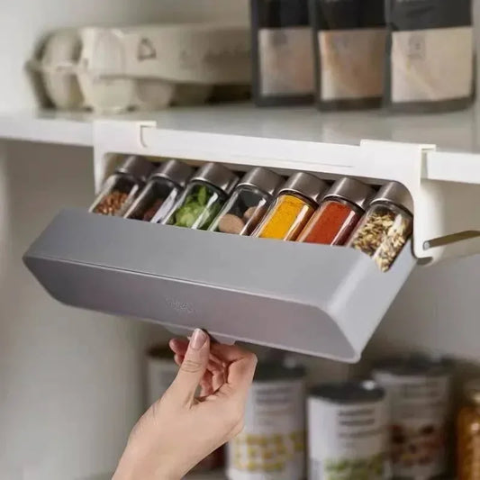 Wall-Mounted Self-Adhesive Spice Organizer Rack