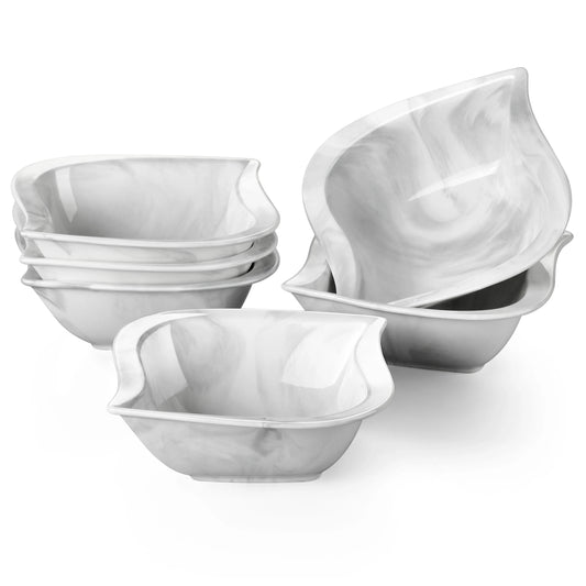 6-Piece White Porcelain Ceramic Cereal Bowls
