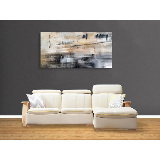 Grey and Black Abstract Canvas Wall Art