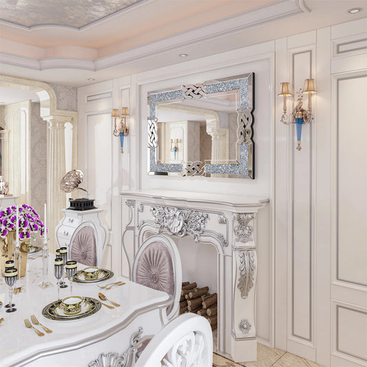 Sparkling Silver Wall Mirror for Decoration.